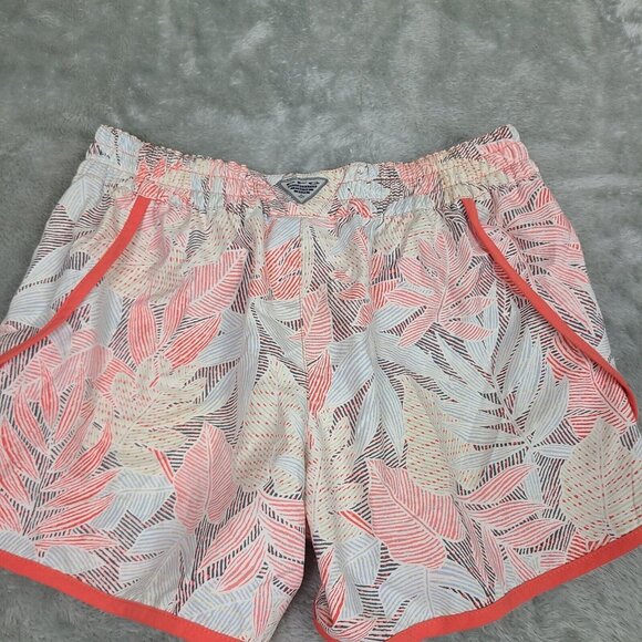 Columbia PFG Tropical Print Shorts Women's Size Small Orange and White - Picture 2 of 10